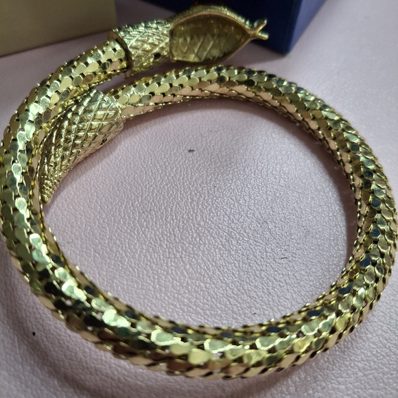 Vintage Whiting & Davis Oromesh Gold Snake Reptile Bracelet With Original Box - Picture 3 of 6
